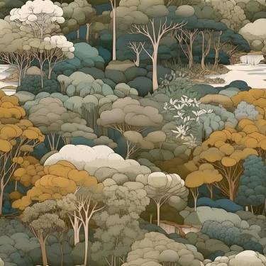 Imagem de Papel de parede outono floresta descasque e cole vintage amarelo árvores de contato papel de parede impermeável autoadesivo para quarto, bancada, armários de mesa, decoração de prateleira, 44 x 299