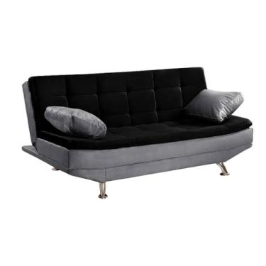 Imagem de Speciale Home - Sofá Cama Valencia 3 Lugares Reclinável Material Sintético Preto com Chumbo Speciale Home