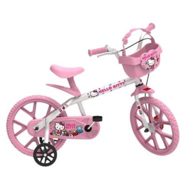 Imagem de Bicicleta Aro 14 Infantil Com Rodinhas Hello Kitty Rosa Bandeirante