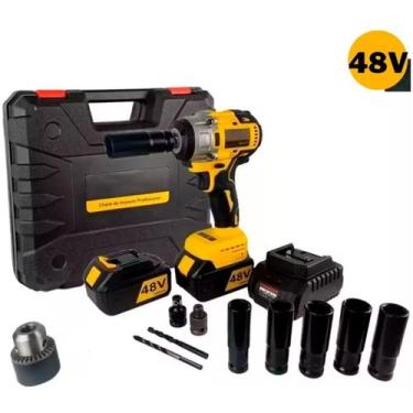 Imagem de Chave de Impacto e Furadeira Recarregável 48v Automotivo com Maleta - 
