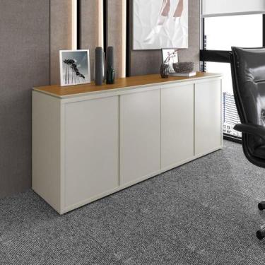 Imagem de Balcão Buffet para Escritório 4 Portas 180cm Oslo - EDN MOVÉIS, Off Wh