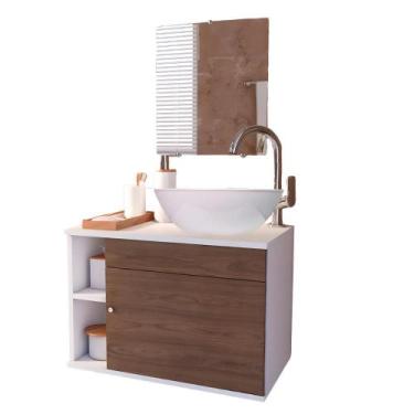 Imagem de Gabinete de Banheiro 60cm com Cuba e Espelho Completo Lavabo Armário S