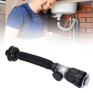 Imagem de Tubo de drenagem de pia, tubo de drenagem de lavatório flexível para lavatório, tampa de mangueira de drenagem, tubo de água de PVC flexível, para cozinha, banheiro, preto, máquinas de lavar louças