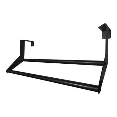 Imagem de Suporte Toalheiro Para Porta 60cm Em Aço Inox Preto Fosco - DECORPLACE