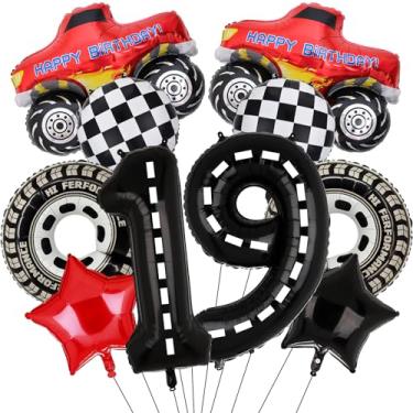 Imagem de Monster Truck Birthday Number Foil Balloon for Monster Truck 19th Birthday Race Car Theme Party Supplies (19th)