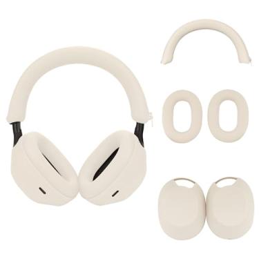Imagem de Capa de silicone para Sony WH-1000XM5, capa protetora para fones de ouvido Sony xm5, protetores de ouvido para Sony xm5, acessórios WH-1000XM5 protetor de pele de silicone macio - cinza