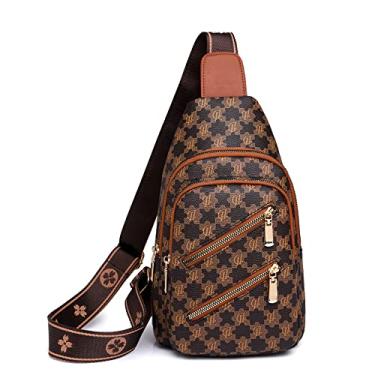 Imagem de Bolsa tiracolo vintage para mulheres, bolsa tiracolo de couro poliuretano, pochete pequena para viagens, caminhadas, Marrom, laranja, One Size