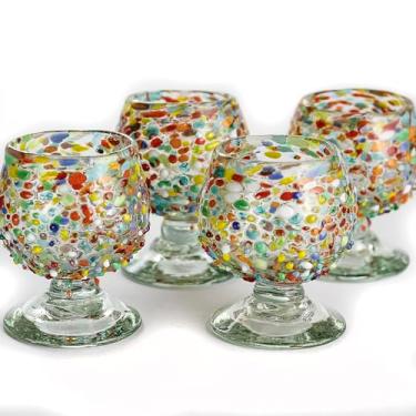 Imagem de MEXTEQUIL - Taças de Tequila Mexicana Autênticas Sopradas à Mão – Conjunto de 118 – 59 ml – Mini Snifters de Vidro – Base Pesada – Conhaque (Confetti)