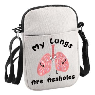 Imagem de Lung Cancer Gift My Lungs Are Assholes Bolsa transversal Guerreira do câncer de pulmão presente para ela ele, My Lungs Are C Bag