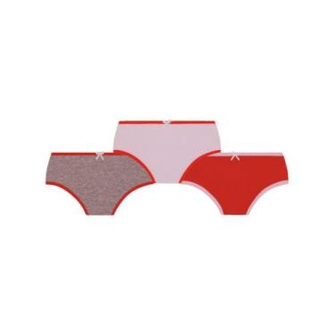 Imagem de Kit com 3 Calcinhas Lobinha 18101-089 Infantil - LUPO, Vermelho, M