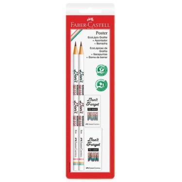 Imagem de Kit Lápis Grafite + Apontador + Borracha Poster Branco - Faber-Castell