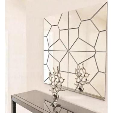 Imagem de Espelho Decorativo Quadrados Grande Acrílico 1,20mx 0,30m - AGV Criaçõ