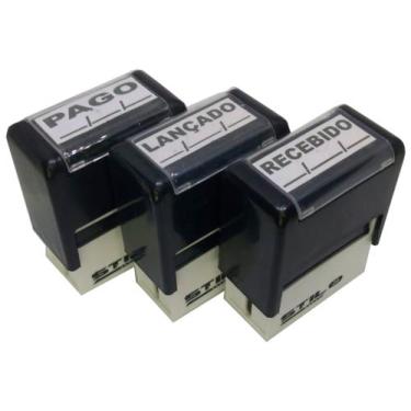 Imagem de Kit 03 Carimbos Profissional - Pago - Lançado - Recebido com espaço pa