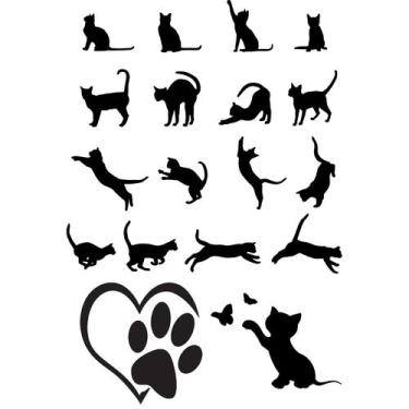 Imagem de Kit 18 Tatuagem Temporaria Tema Gatos Mod 02 - Chinesa