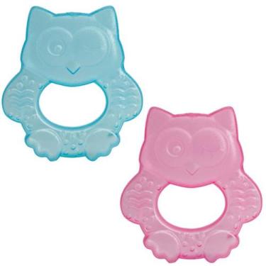 Imagem de Mordedor Bebê Com Água Coruja Massageador De Gengiva Buba, Rosa