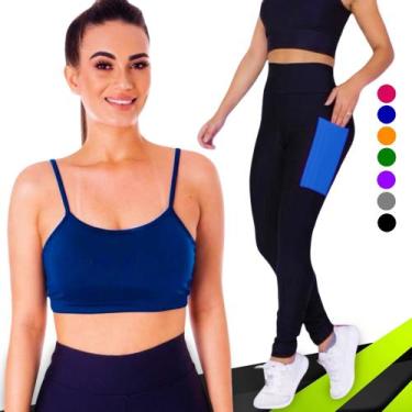Imagem de Conjunto Top fitness ALÇA FINA bojo Feminino + CALÇA leg LEGGING BOLSO