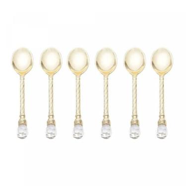 Imagem de Cj 6 Colheres de Café de Zamac Crystal Dourado 11cm - Wolff