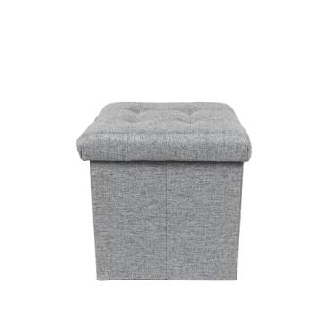 Imagem de Casa Andrea Milano Pacote com 2, banco otomano dobrável de 38 cm, baú de armazenamento, banco de descanso para os pés com assento acolchoado, banco de quarto com armazenamento