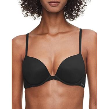 Imagem de Calvin Klein Sutiã feminino com ajuste perfeito push up plunge Memory Touch, Preto, 34D