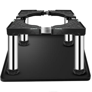 Imagem de Ailahloe Suporte para mini geladeira com tapete de silicone de 60 cm (29 cm a 32 cm de altura), base ajustável com 4 pés de armazenamento, bandeja antivibração para minigeladeira, suporte para máquina