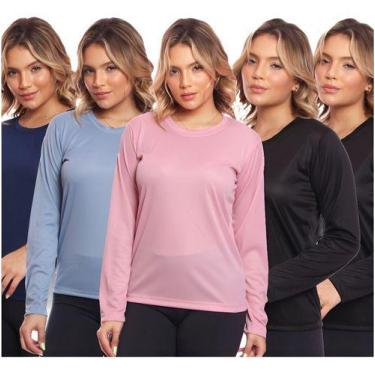 Imagem de Kit 5 Camisas Feminina Camiseta Térmica Proteção Solar Uv - MC Digital