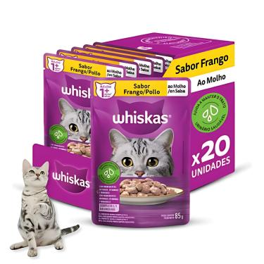 Imagem de Kit 20 Sachês Whiskas 85g Frango 1+Anos