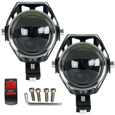 Imagem de Farol de MILHA PAR de Luz auxiliar Moto U5 led Universal 3 Funções 6000K Branco strobo