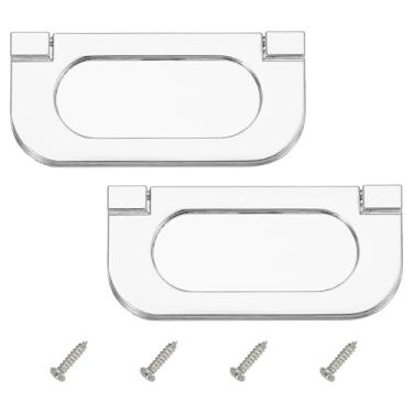 Imagem de PATIKIL Puxador de anel nivelado de 2,9 polegadas (75 mm) 2 peças puxador de gaveta de perfil baixo de liga de zinco com parafusos para armários de móveis, cômodas, prata