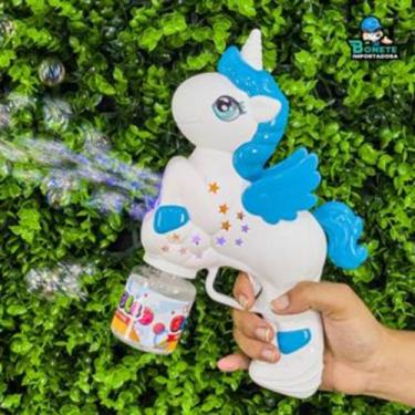 Imagem de Máquina Bolhas de sabão Unicórnio com LED - Toy king, Branco c, Azul