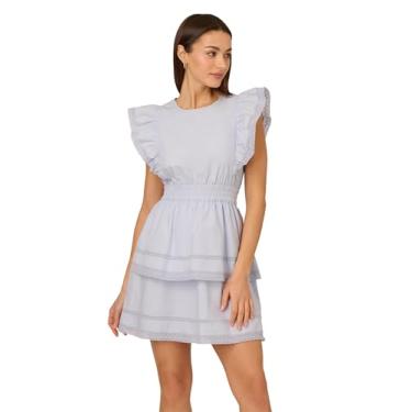 Imagem de Adrianna Papell Vestido feminino para chá de bebê, brunch, fim de semana, dia a jantar, festa de noivado, Cambray Blue, 50