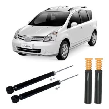 Imagem de PAR AMORTECEDOR TRASEIRO + KIT BATENTE E COIFA LIVINA 2009 A 2014