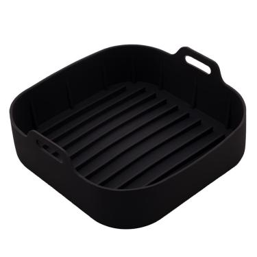 Imagem de Forma Quadrada de Silicone para Air Fryer Preta 16cm