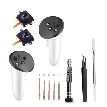 Imagem de 2 Joystick Replacement Kit for Oculus Quest 3 Controller, Repair Kit for Meta Quest 3, Including 2 Joysticks, Screwdriver, Tweezer, Pry Tool