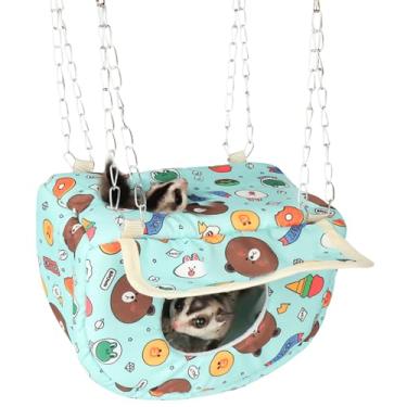 Imagem de Copfeu Cama de rede para animais pequenos com esconderijo para porquinhos-da-índia, ratos, planadores de açúcar, esquilo, chinchila, cama suspensa para hamster, acessórios de gaiola de brinquedo,