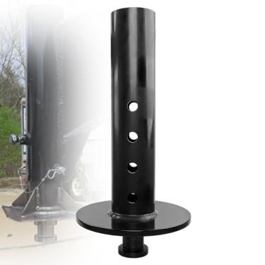 Imagem de Misakomo Adaptador de 5ª roda para pescoço de ganso com tubo redondo de 10 cm - Adaptador de pescoço de ganso pop-up adequado para campistas, trailers, tratores - Adaptador de engate de quinta roda