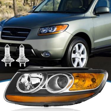 Imagem de TTUN AUTO Substituição de farol para Hyundai Santa Fe 2007-2012 farol com lâmpadas de halogêneo/lente transparente 92101-0W050 lado esquerdo