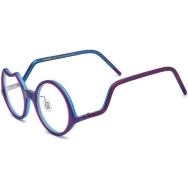 Imagem de Armação de óculos de acetato feminino oversize grande tamanho redondo óculos feitos à mão óculos (9285 fosco puazul)