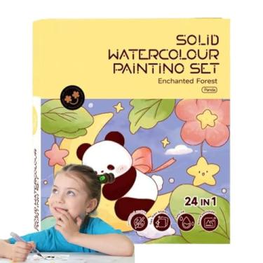 Imagem de Livro em aquarela, Livro de Pintura em Aquarela, Conjunto de livros de pintura de notebook em aquarela, Kit de artesanato de 24 páginas com pincel, projetos de arte de brinquedos educacionais para cri