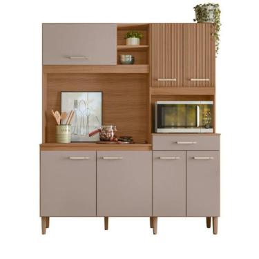 Imagem de Armário Cozinha Compacta 160 CM 7 Portas 1 Gaveta 4 Prateleiras Espaço