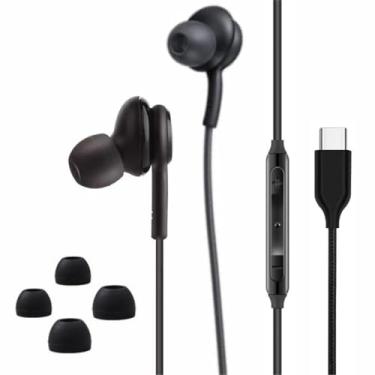 Imagem de Qtresi Fones de ouvido intra-auriculares estéreo 2024 para Samsung Galaxy S24 S23 S22 S21 S20, Note 10, 10+ - Projetado por AKG - com microfone e conector tipo C remoto de volume - preto