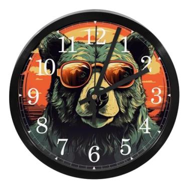 Imagem de LILINWAN Relógio de parede 24 cm silencioso sem tique-taque retrô bonito padrão moderno relógios operados a bateria - relógios de plástico clássicos para sala de aula, casa, escola, escritório, quarto