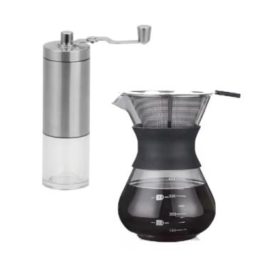 Imagem de Moedor Café Manivela Manual + Cafeteira Vidro Coador 400ml