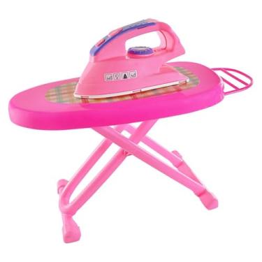 Imagem de Kit Infantil de Passar Roupa, Tábua de Passar com Ferro de Brinquedo, Rosa e Roxo, WD
