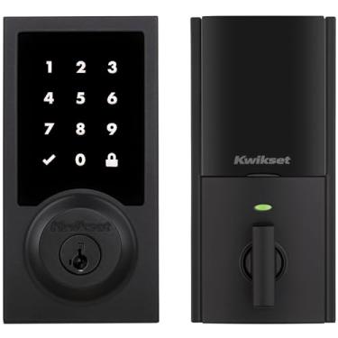 Imagem de Kwikset Bloqueio de tela sensível ao toque HomeConnect 918 Contemporâneo Z-Wave de longo alcance funciona com alarme de anel, hub Samgsung SmartThings necessário, vendido separadamente em preto fosco