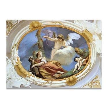 Imagem de Impressão em tela Hagar in the Wilderness Giovanni Battista Tiepolo – Obra-prima rococó barroca, pintura escolar de Veneza, pintura a óleo decorativa para galeria doméstica 30 x 42 cm