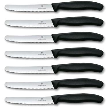 Imagem de Victorinox Conjunto de Faca para Bife Swiss Classic de 6 Peças, Lâminas Serrilhadas de 4-1/2 Polegadas com Ponta Redonda, 4 Polegadas