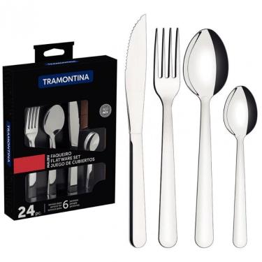 Imagem de Faqueiro 24 Peças Tramontina Malibu Em Aço Inox Com Alto Brilho Inox