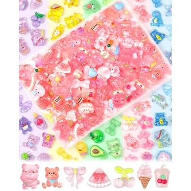 Imagem de FIVEIZERO Conjunto de 100 pingentes fofos de geleca – berloques de resina kawaii flatback para artesanato, mini enfeites de acrílico decoden para capas de telefone, álbuns de recortes e decoração DIY