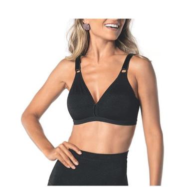 Imagem de Sutiã sem Bojo Olimpo Poá Demillus Plus Size Vintage Confort, 46, Pret