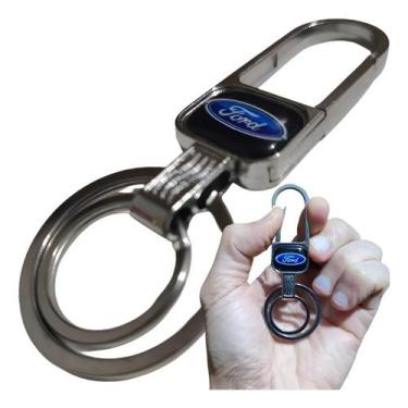 Imagem de Chaveiro Metal Ford Argola Dupla Mosquetão Chave Carro Luxo - RS